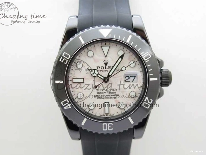 5GF Black Black Best SA3135 Cream Ceramic Dial Submariner on 40mm Strap Rubber Edition 1224